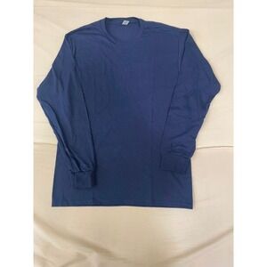 Jerzees Dri-Power Mens Navy Blue Long Sleeve T-Shirt Size M Cotton Blend 29L